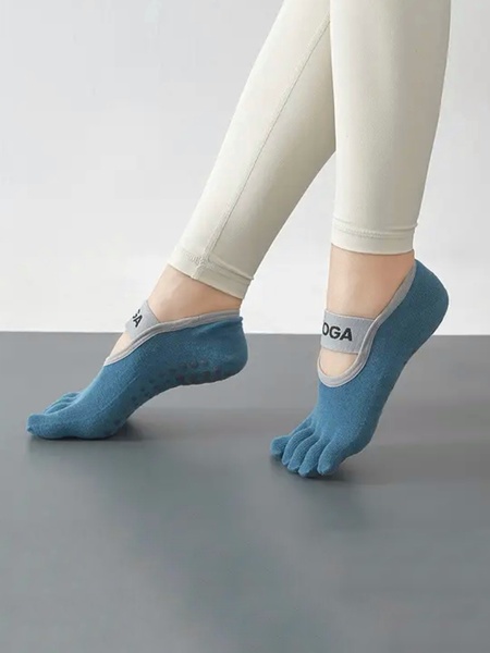 Шкарпетки спортивні з пальцями для йоги, пілатесу, фітнесу сині Yoga socks blue фото