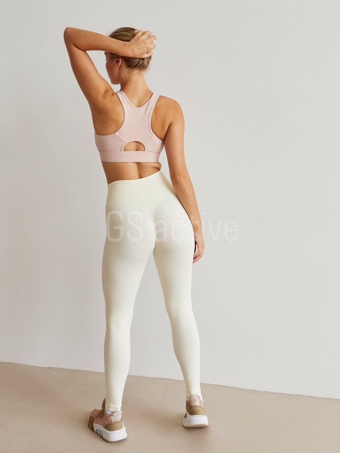 З ДЕФЕКТОМ Лосини спортивні безшовні з ефектом push up айворі L V-shape