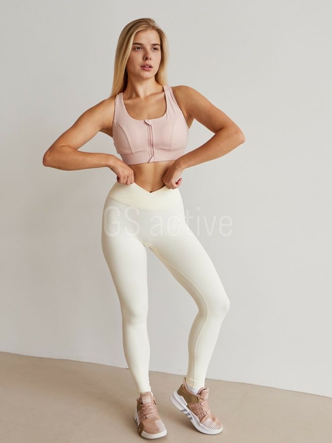 З ДЕФЕКТОМ Лосини спортивні безшовні з ефектом push up айворі L V-shape
