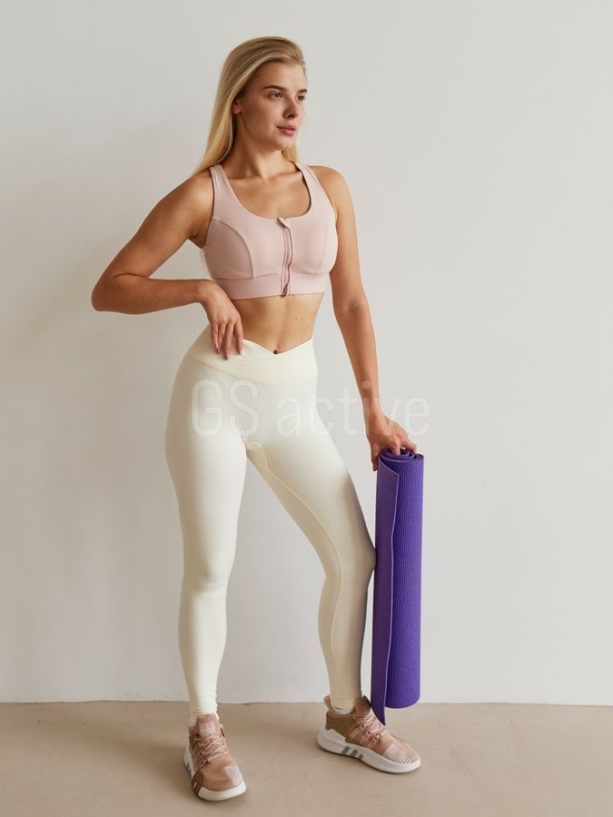 З ДЕФЕКТОМ Лосини спортивні безшовні з ефектом push up айворі L V-shape