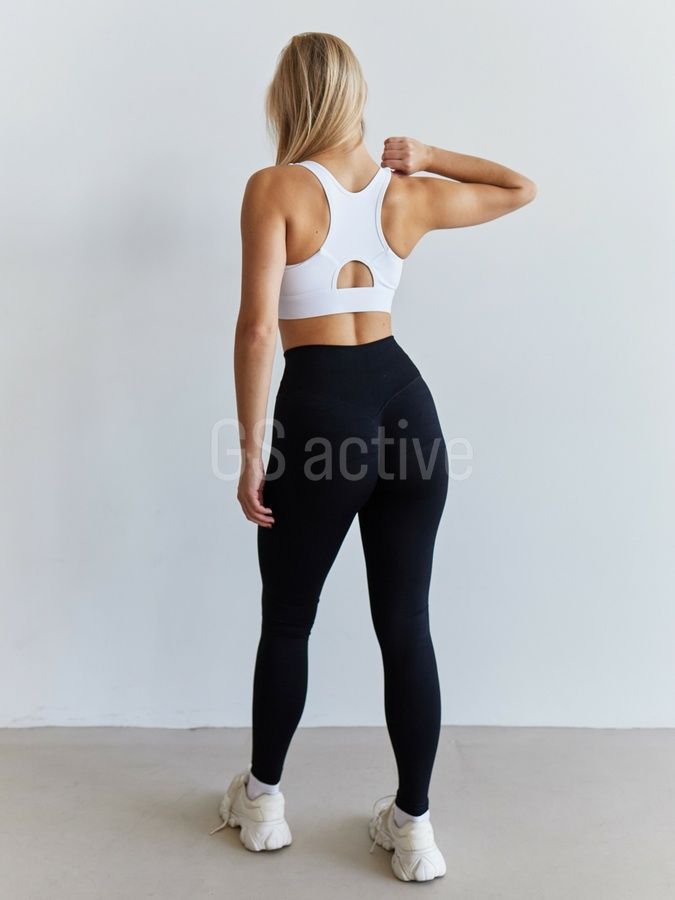 З ДЕФЕКТОМ Лосини спортивні безшовні з ефектом push up чорні M V-shape