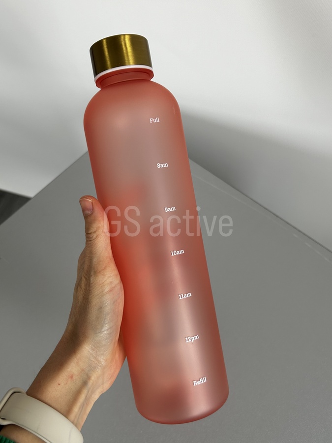 Спортивна пляшка для води з трекером водного балансу рожева 1л bottle фото