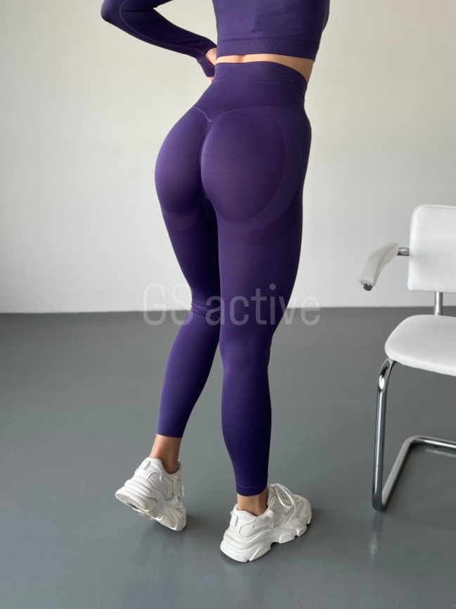 Лосини спортивні безшовні з ефектом push up фіолетові S Constant 5008 фото