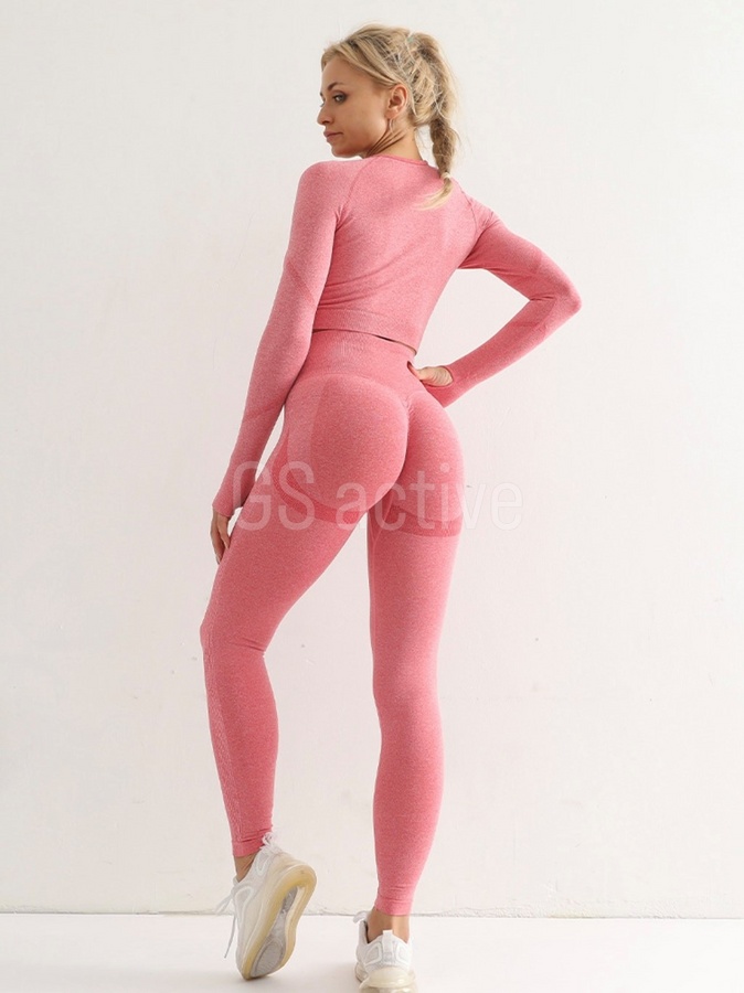 Комплект спортивний з рашгардом та лосинами з ефектом push up рожевий M Wild  4629 4630 фото