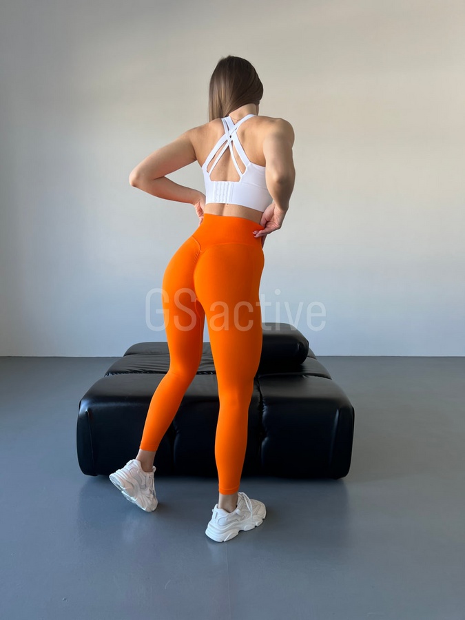 Лосини спортивні безшовні з ефектом push up помаранчері S Spring 5001 фото