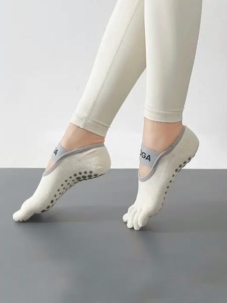 Шкарпетки спортивні з пальцями для йоги, пілатесу, фітнесу білі Yoga socks white фото