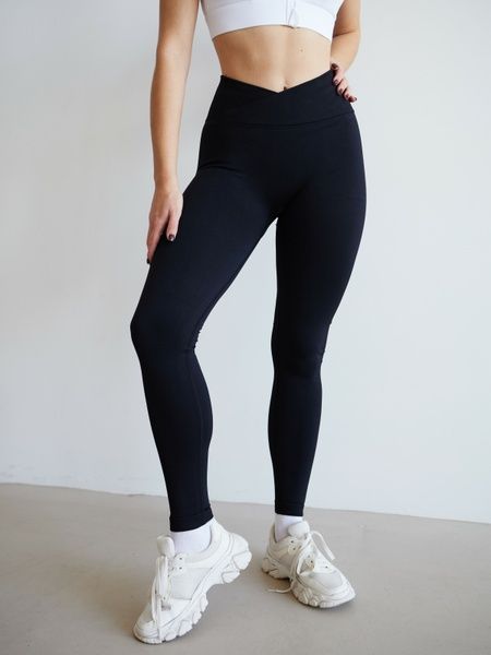 З ДЕФЕКТОМ Лосини спортивні безшовні з ефектом push up чорні XL V-shape