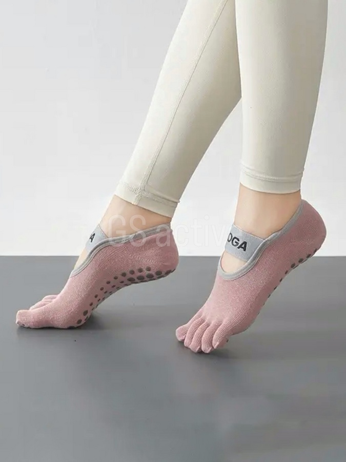 Шкарпетки спортивні з пальцями для йоги, пілатесу, фітнесу рожеві Yoga socks pink фото