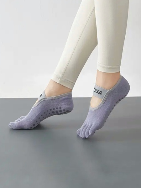 Шкарпетки спортивні з пальцями для йоги, пілатесу, фітнесу лавандові Yoga socks lavender фото